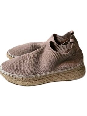 Marc Fisher Jae Pink Knit Espadrille Sneakers 8.5M Wedge Platform Slip On Shoes